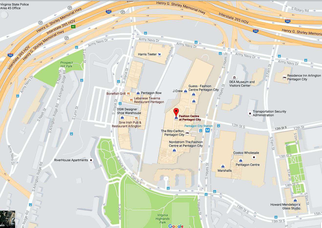 Kartat ja ohjeet Pentagoniin ja Pentagon City Malliin